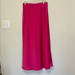Fuchsia Satin Maxi Skirt - Women's Flowing Silhouette